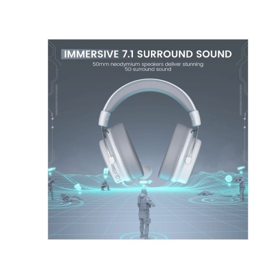 EKSA E900 Pro Noise Cancelling 7.1 Surround Sound Gaming Headset White